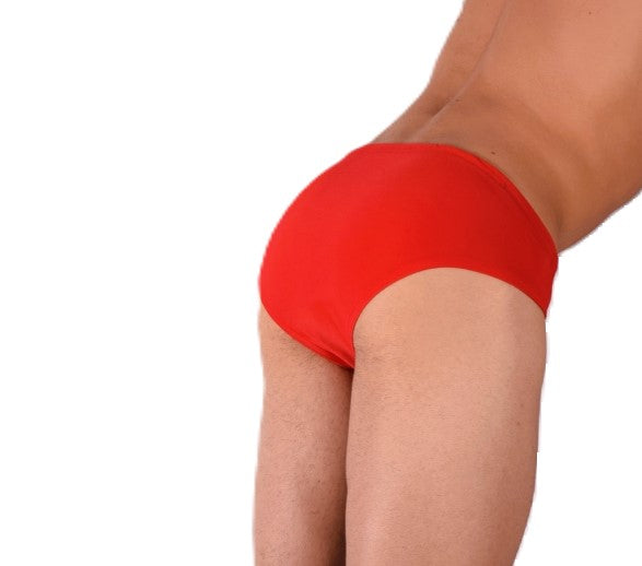 SMALL SMU Rave Peekaboo Removable Leather Pouch Brief Red H6