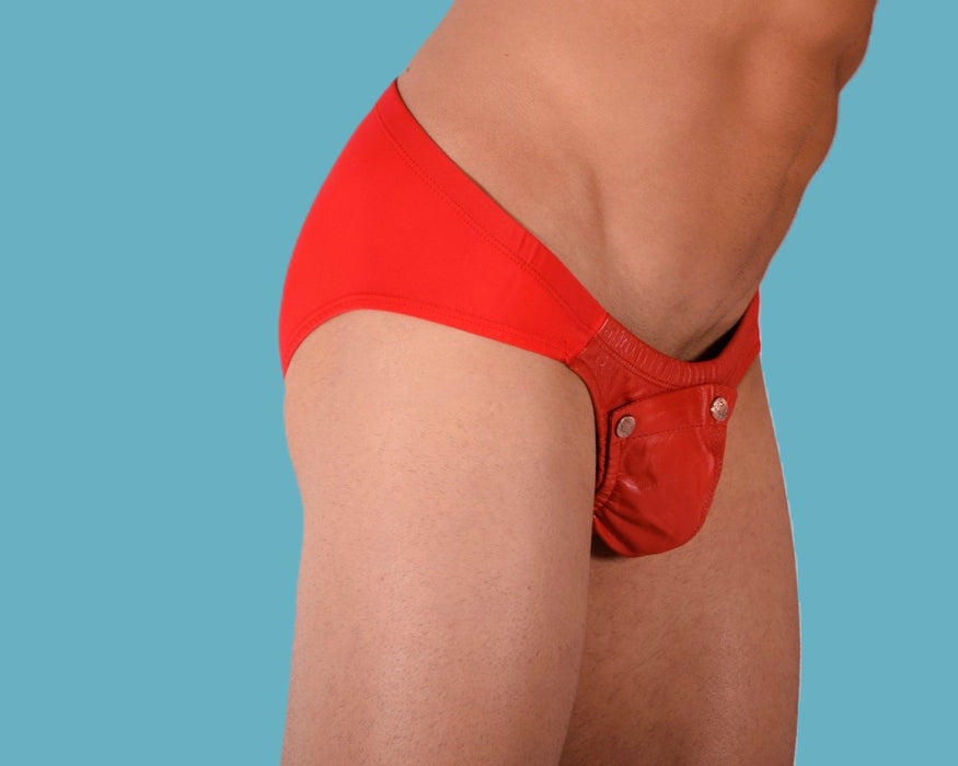 SMU Rave Peekaboo Removable Leather Pouch Brief Red H2