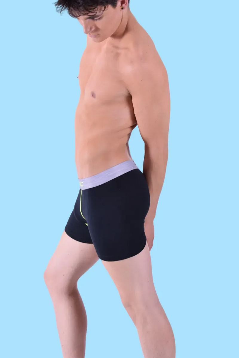 Large Punto Blanco Boxer Seeking Cotton Long Comfy Boxers Black & Neon 3458 26