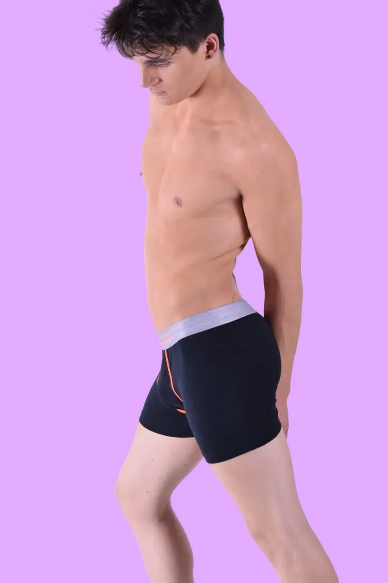 Punto Blanco Boxer Seeking Cotton Long Comfy Boxers Black-Orange 3458 27