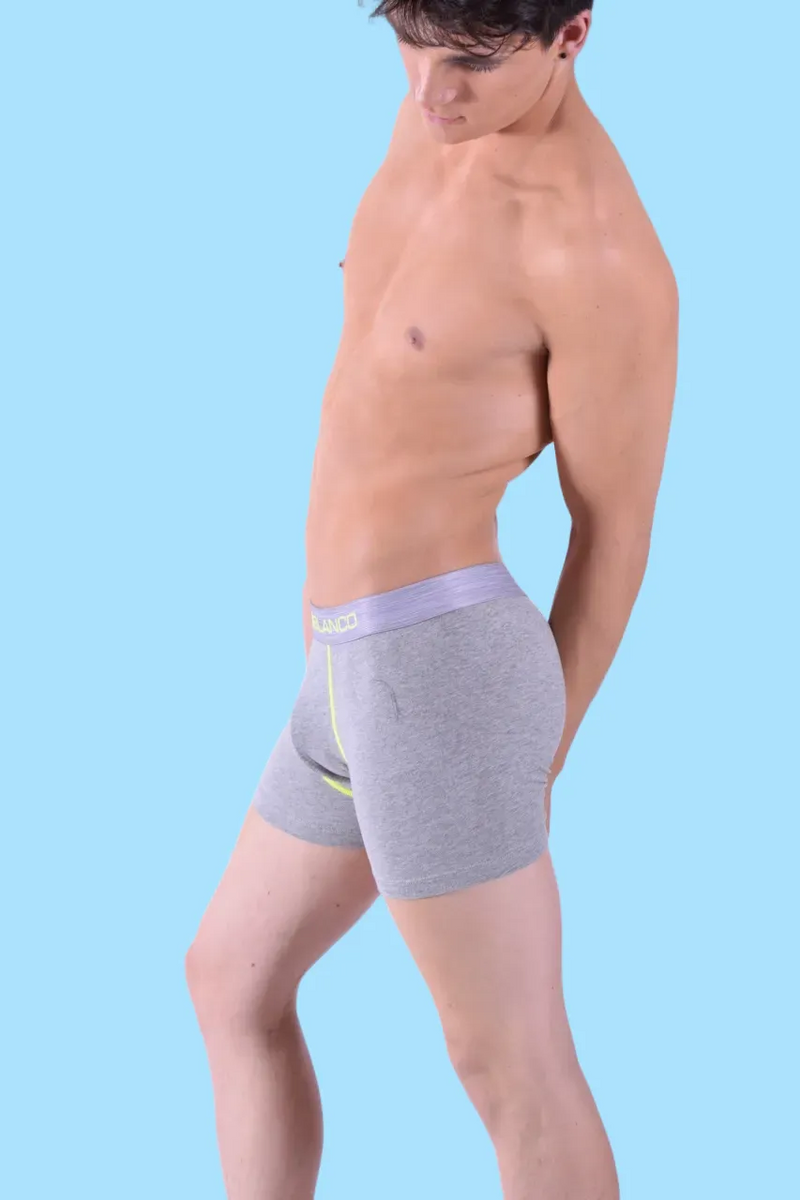 Punto Blanco Boxer Seeking Cotton Long Comfy Boxers Gray & Neon 3458 26