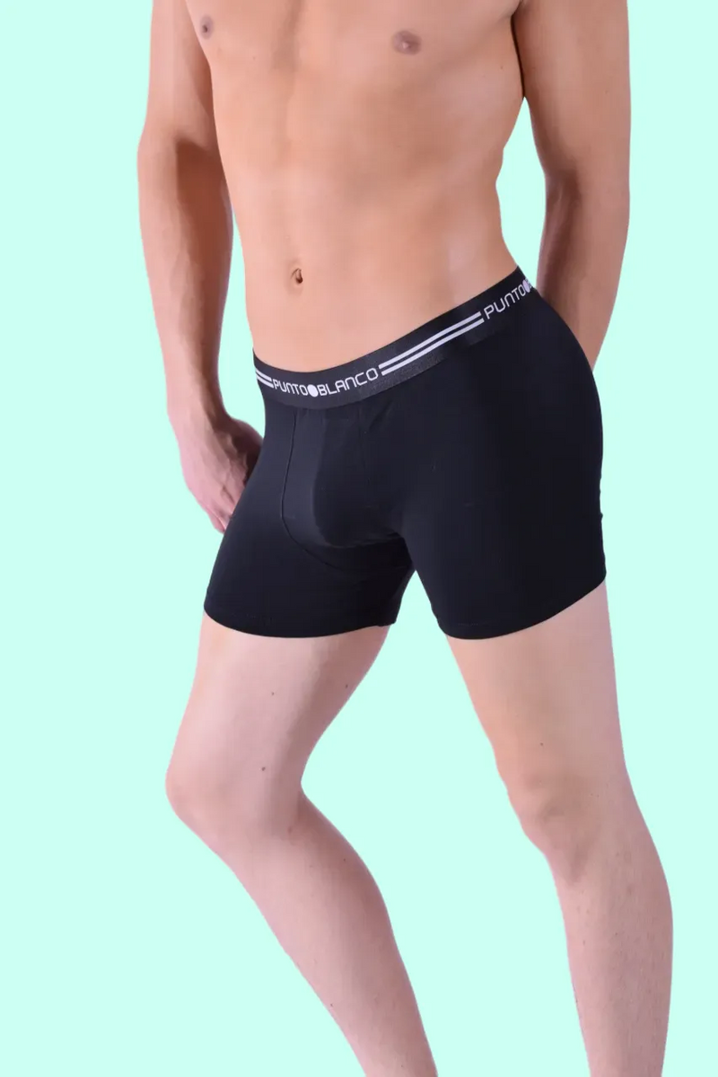 SMALL Punto Blanco Boxer Chroma Organic Cotton Long Boxers Black 3460 12