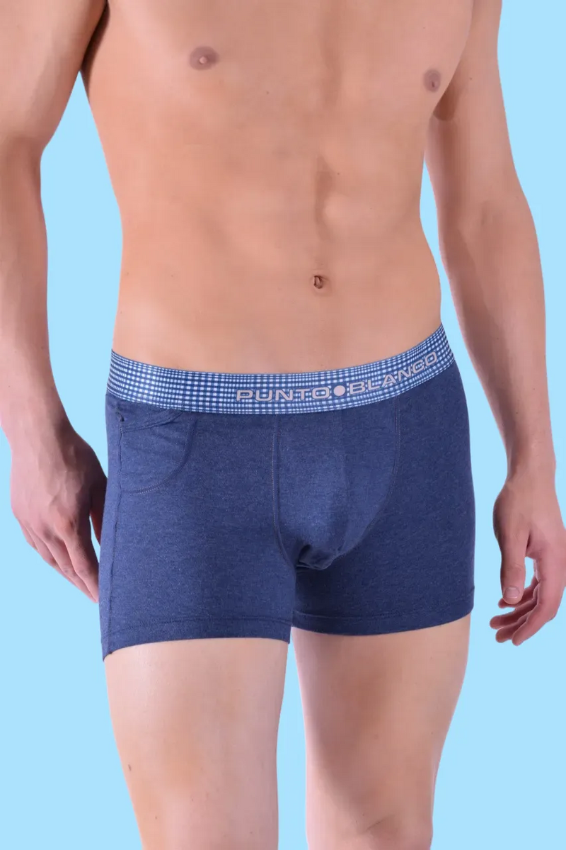 Large Punto Blanco Boxer Trunk Heritage Long Boxers Organic Cotton Blue 3485 9