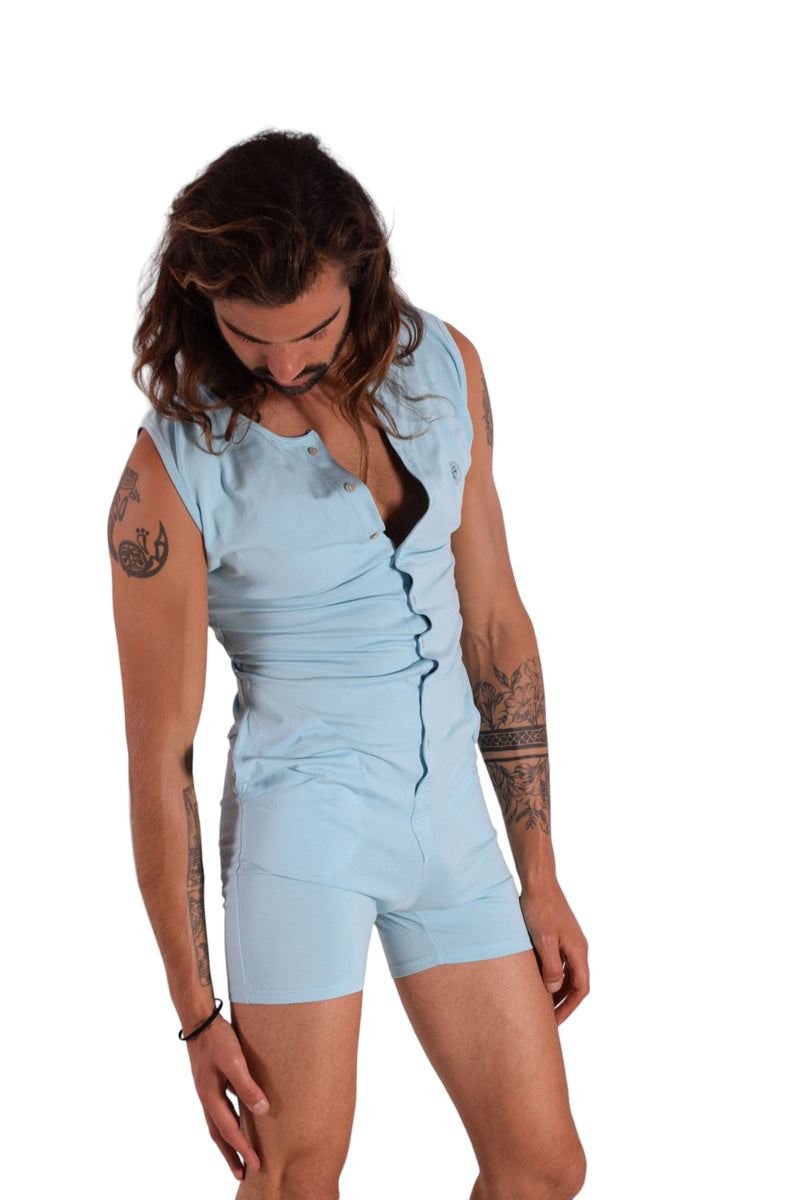 L'Homme Invisible Sleeveless Bodysuit Hypnos Ice Blue Cotton Jersay  HW137 8