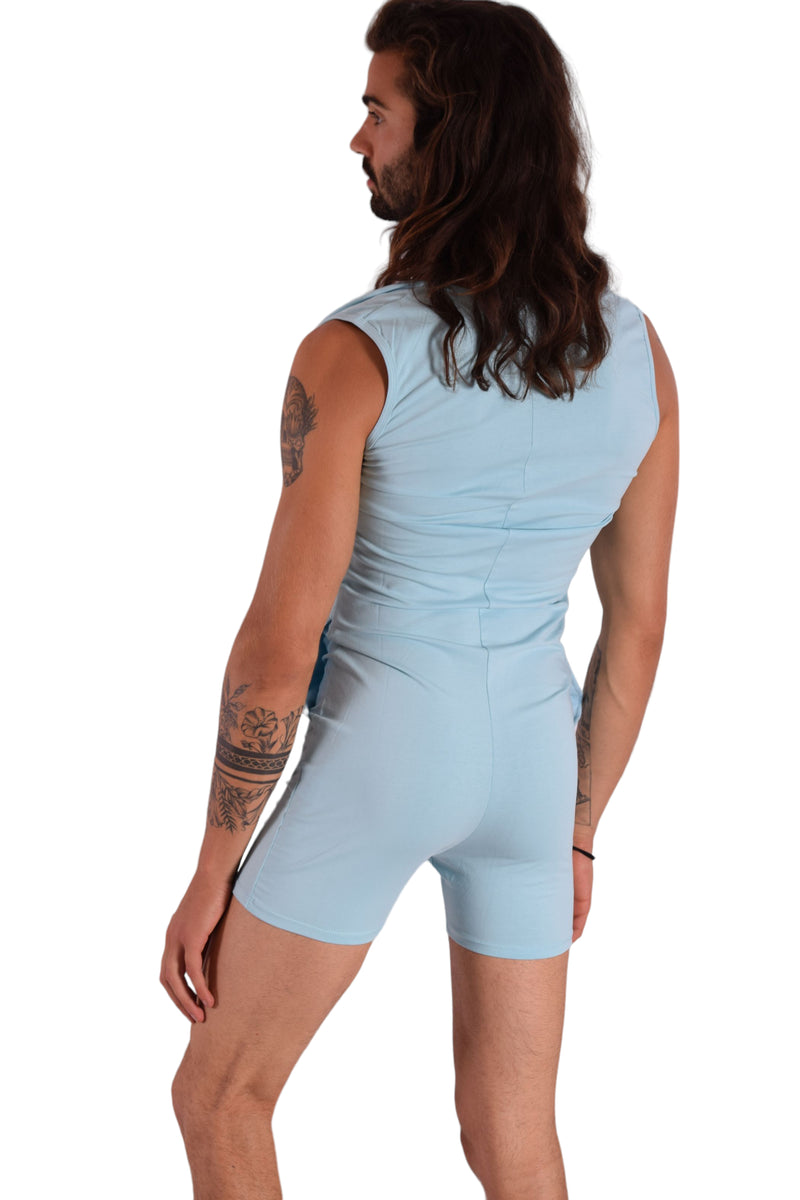 L'Homme Invisible Sleeveless Bodysuit Hypnos Ice Blue Cotton Jersay  HW137 8