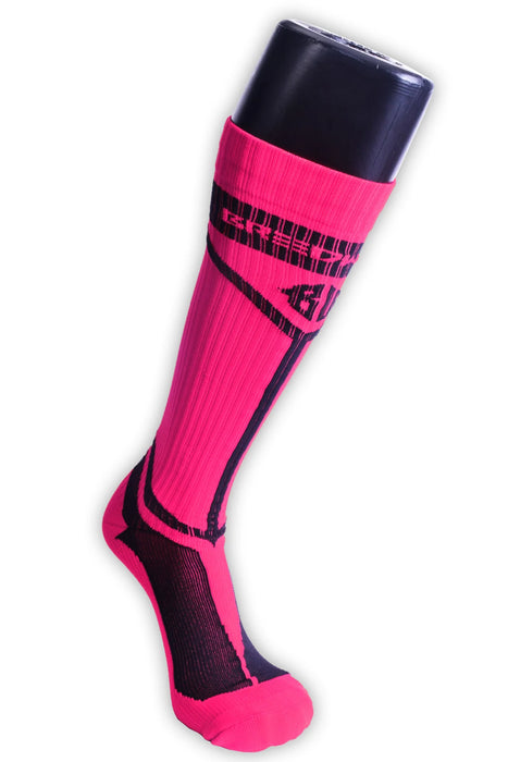 BREEDWELL Knee Socks HYBRED Bold Lined Angled Sock Neon Pink 29