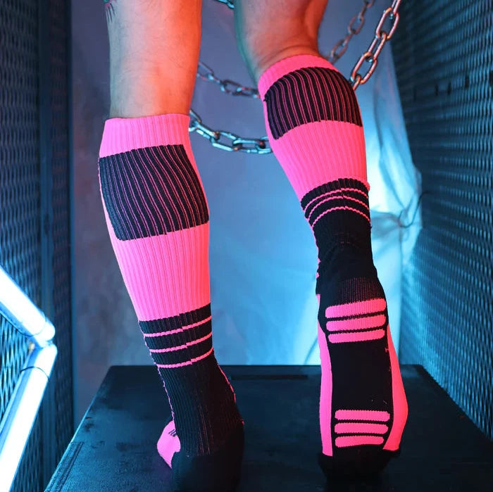 BREEDWELL Hypnotix Socks Knee-High Nylon Long Socks Neon Pink