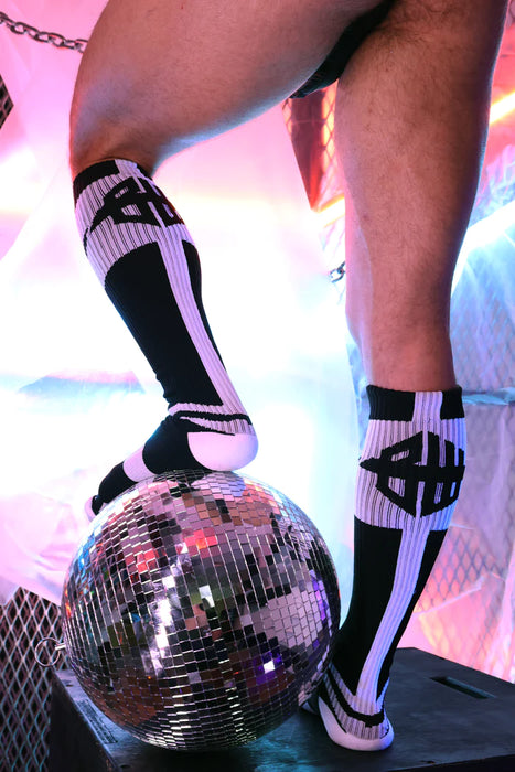 BREEDWELL Infinity Socks Ultra Luxurious Knee-High Sock Logo Stripes Black