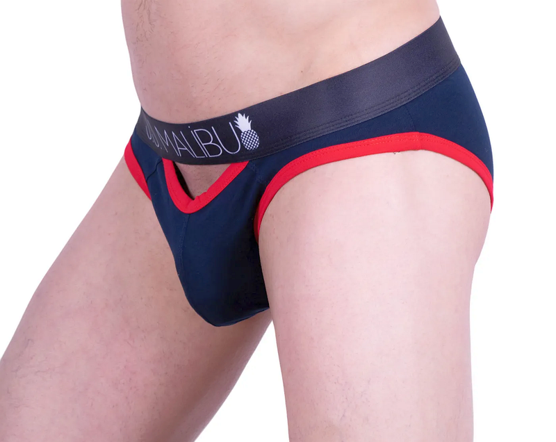 Large JJ Malibu Brief Peep show Sexy Space Blue Open Back Briefs 2