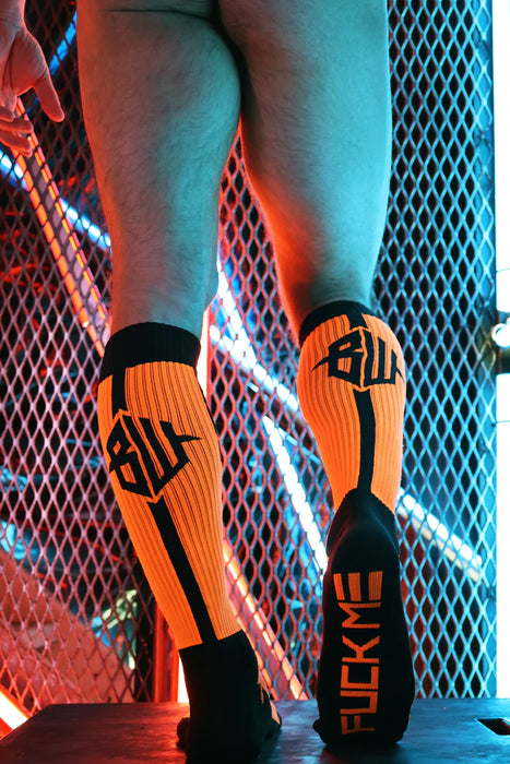 BREEDWELL Neo-Camo Sock Chevron Knee High Long Socks Neon Orange