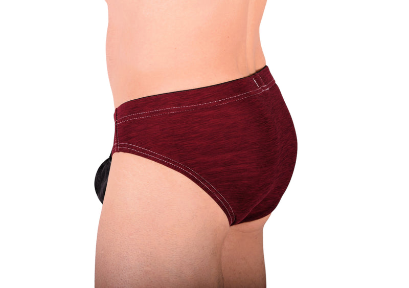 XS SMU Peekaboo Removable Leather Pouch Burgundy Brief H2