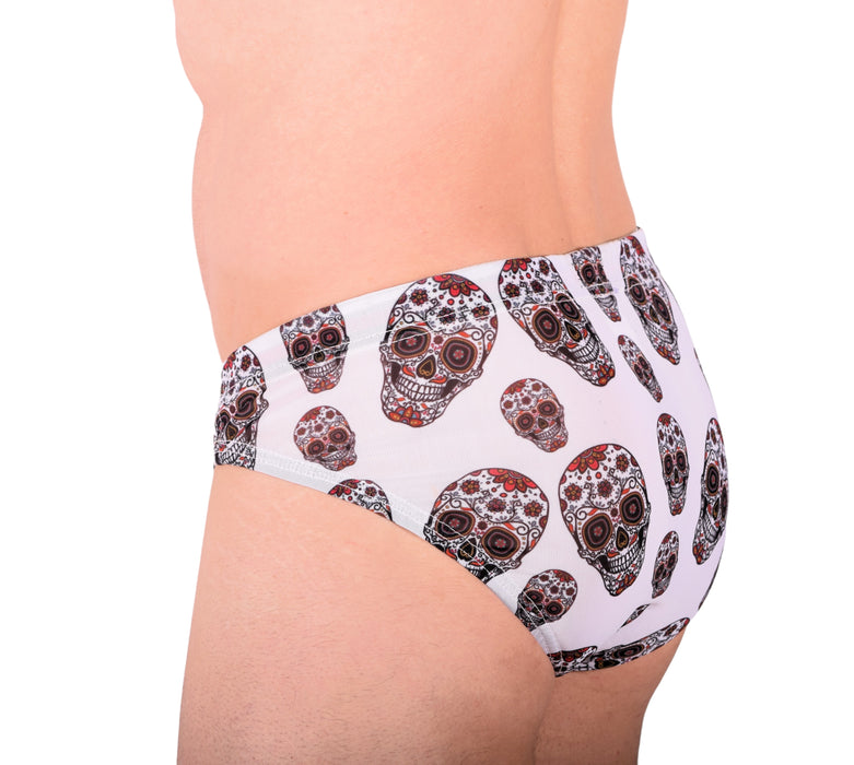 XS SMU Briefs Rave SKULLS Peekaboo Removable Leather Pouch H2
