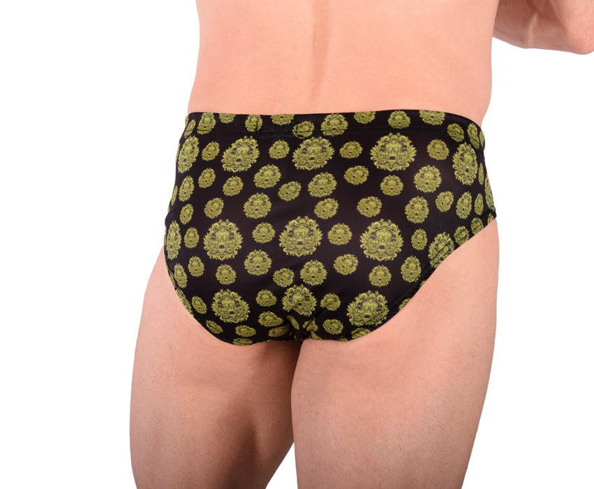 XS SMU King SKULLS Peekaboo Removable Leather Pouch Brief H2