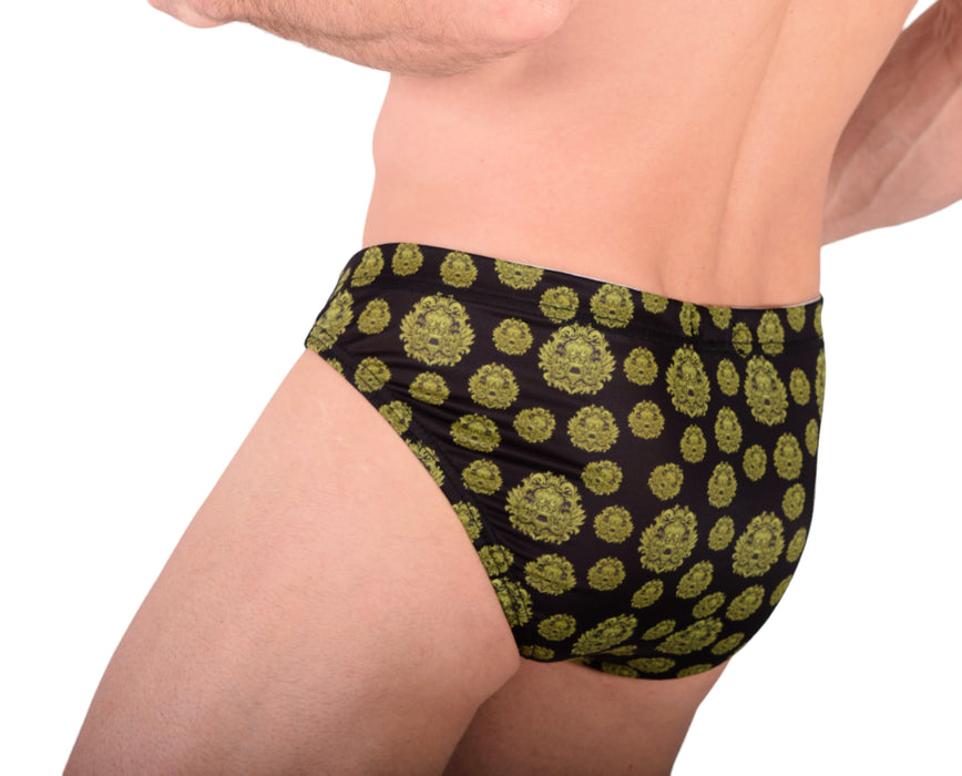XS SMU King SKULLS Peekaboo Removable Leather Pouch Brief H2