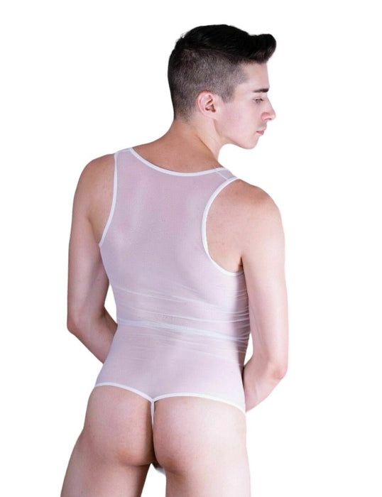 MOB Singlet Underwear Mesh Bodysuit String White MBL09 1