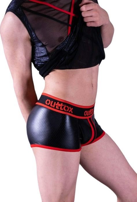 Outtox By Maskulo Shorts Trunk Leather-Look Fetish Boxer Short Red TR142-10 10