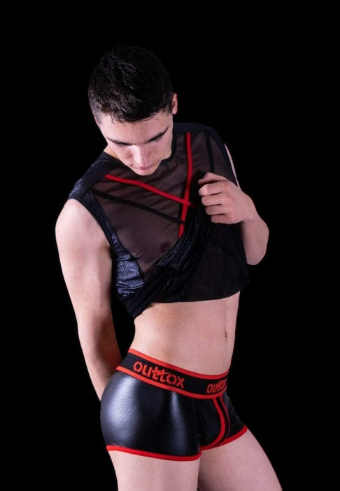Outtox By Maskulo Shorts Trunk Boxer Fétiche Aspect Cuir Rouge TR142-10 10