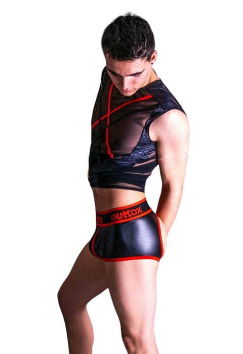 Outtox By Maskulo Open Back-Rear Boxer Trunks Red TR140-10 7