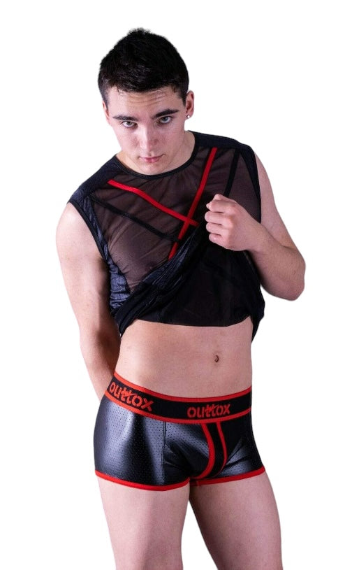 Outtox By Maskulo Shorts Trunk Leather-Look Fetish Boxer Short Red TR142-10 10