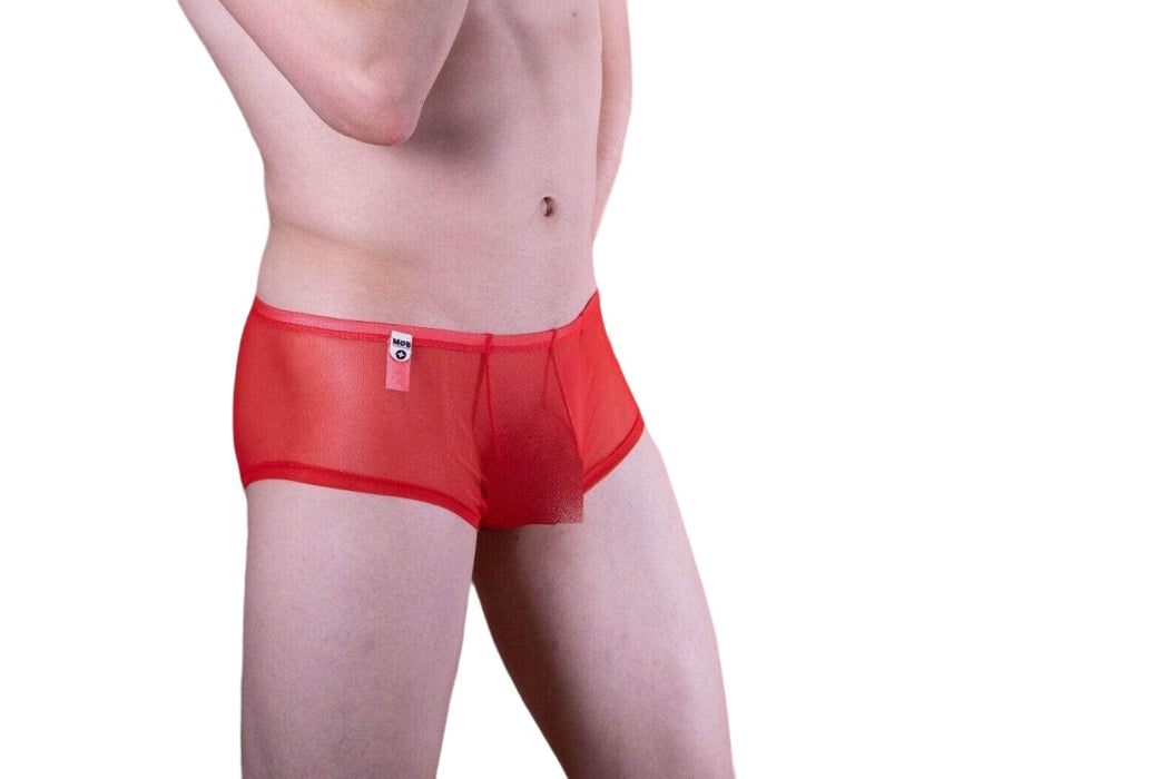 MALEBASIC By MOB Eroticwear Boxer sexy pour homme Gay Sheer Rouge MBL04 3