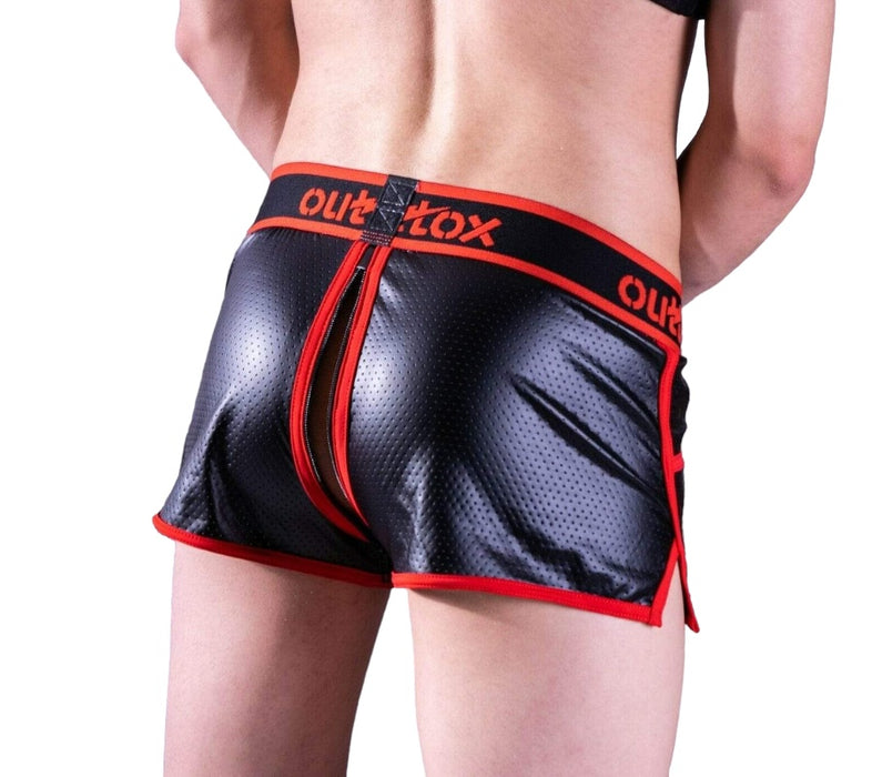 OUTTOX By Maskulo Short Full-Zipper Shorts Leather Look Red SH140-10 4