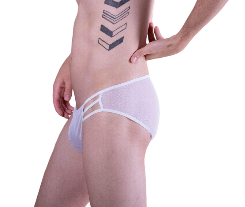 L/XL MOB EroticWear Super Sexy Mens Underwear Side Way Mesh white MBL33 37