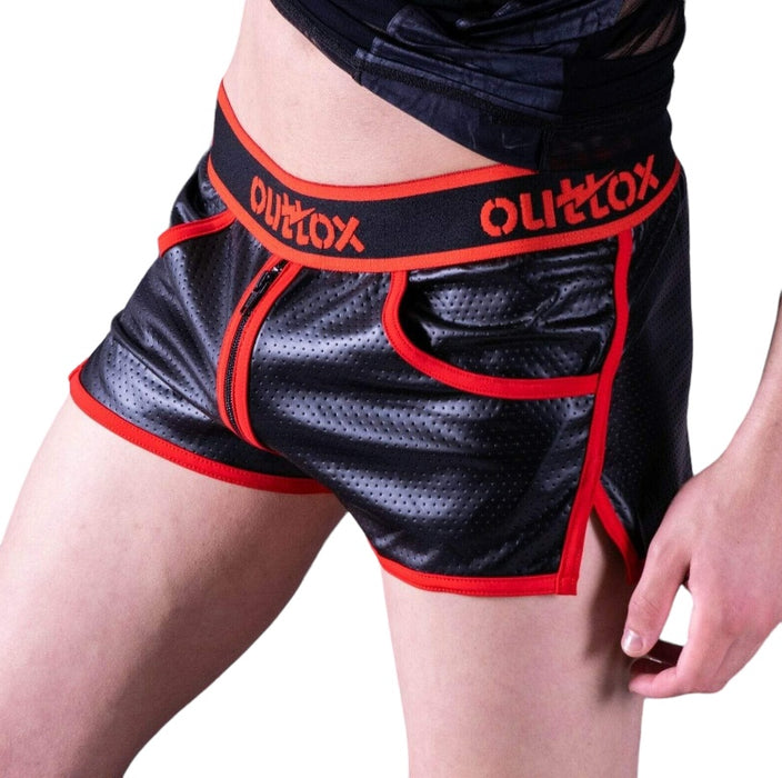 OUTTOX By Maskulo Short Full-Zipper Shorts Leather Look Red SH140-10 4
