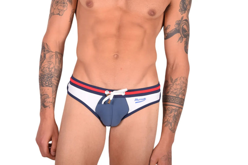 Marcuse Dragon Swim Brief White Blue 06816 2