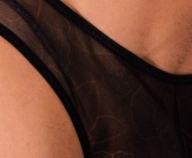 S/M SMU Mens Sheer Underwear Thong Tanga Black  33325 MX11