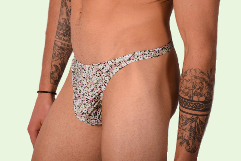 S/M SMU Underwear Thong Olive flowers 33335 MX11