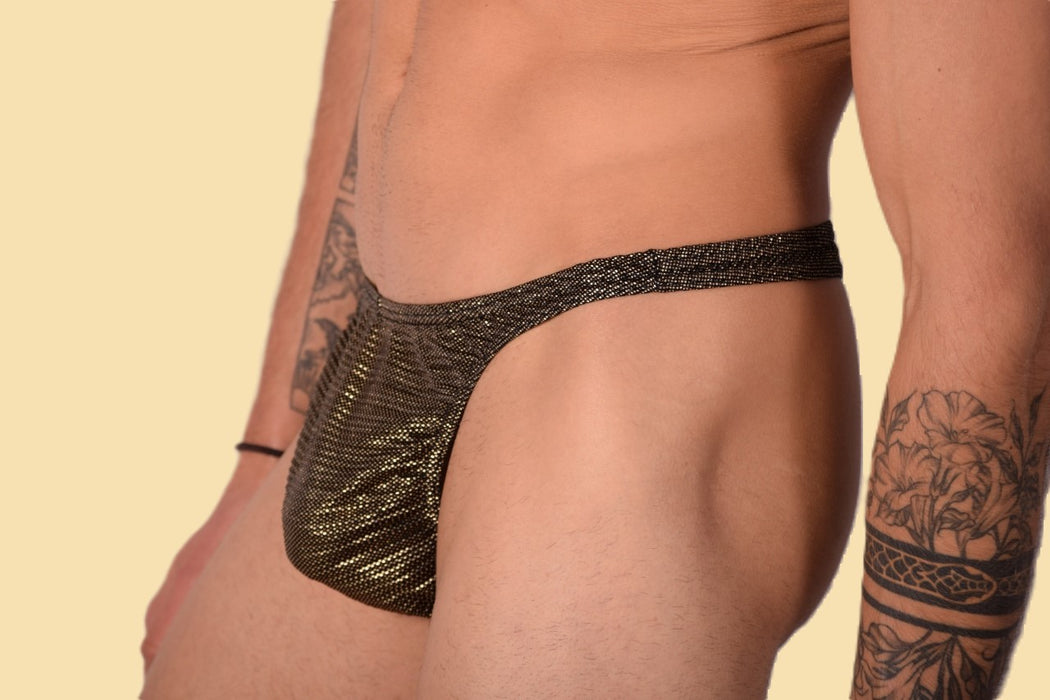S/M SMU Mens Underwear Thong Brilliant Gold 33342 MX11