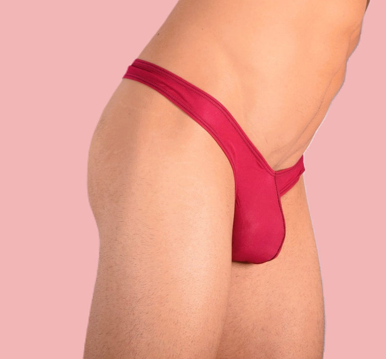 XS/S SMU Mens Underwear Sheer Thong Burgundy 33362 MX11