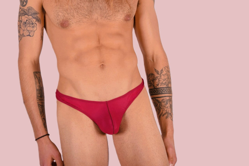 XS/S SMU Mens Underwear Sheer Thong Burgundy 33362 MX11
