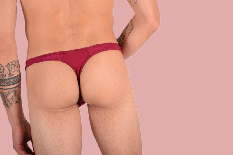 XS/S SMU Mens Underwear Sheer Thong Burgundy 33362 MX11