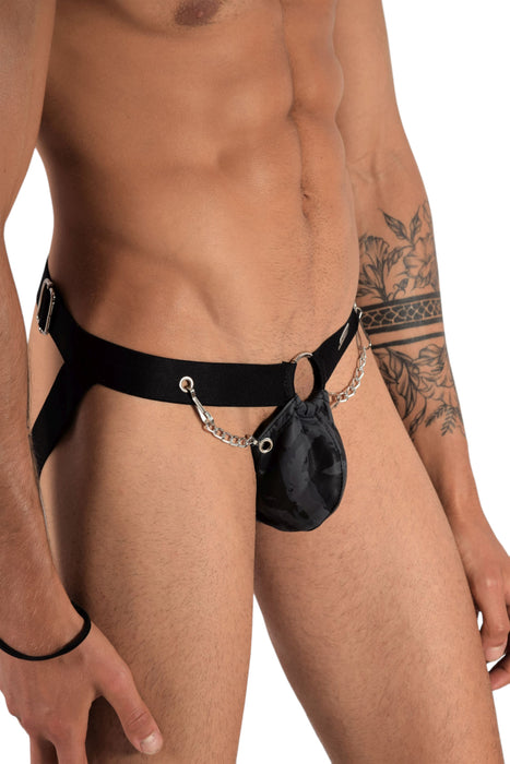 DNGEON MOB Eroticwear Jockstrap ChainLink Leather-Look Jock Midnight DMBL02 2