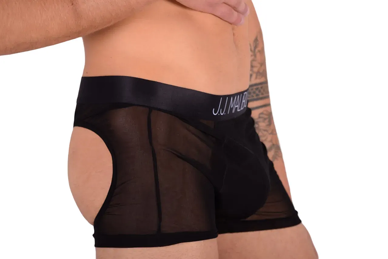 LARGE JJ MALIBU Sheer Opened Back Boxer Briefs Backless 2