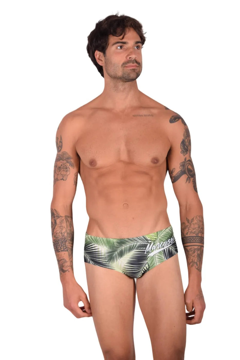 Marcuse Havana Swim-Trunk Tropics Swimsuit Italian Fabric Green 8517 3