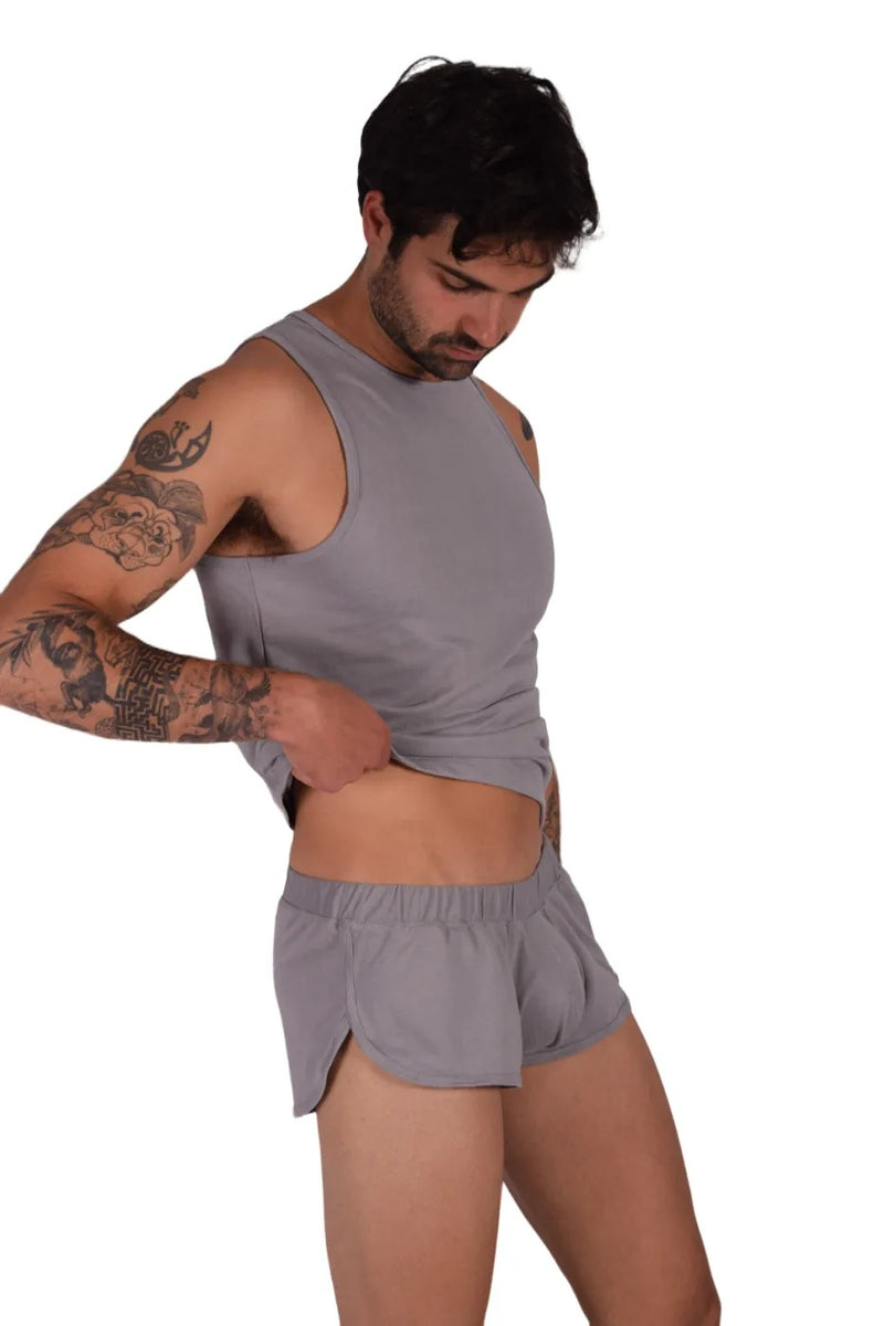 SUKREW Shorts Loose-Fit Runner Short With Contoured Pouch in Studio Grey 4