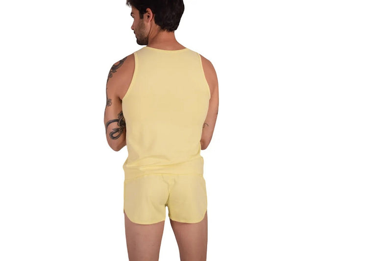 SUKREW Vest Sleeveless Tank Top With Rounded Neck in Blonde Yellow 27