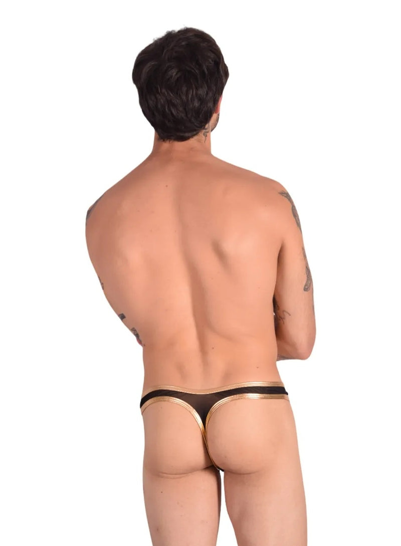 XL WOJOER Golden Line Mini Pushup String Thong Black Gold 364D55 2