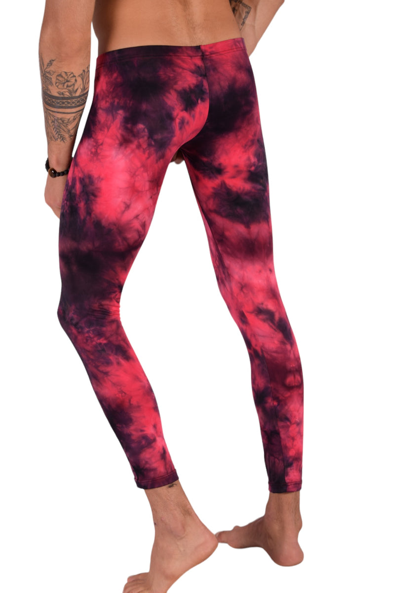 SMU Mens Legging Tight Fit Red Artistic Printed S/M 12563 MX8