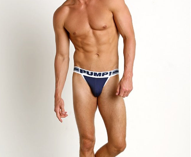 PUMP! Jockstrap Free-Fit Micro-Mesh Elastic Waistband Navy Jock 15034 P21