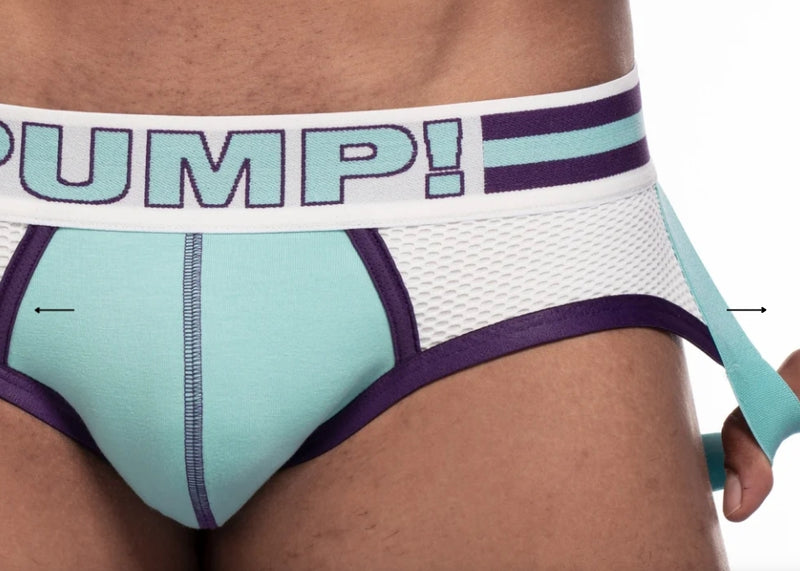 PUMP Jockstrap Retro Sarcelle Logo ACTIVATE Jock Mesh Panneau Avant 15059 P18