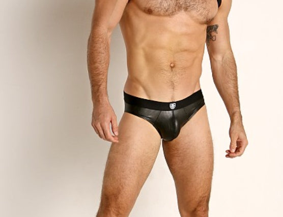 TOF PARIS Faux-Leather Briefs Stretch MicroFibre Black/Black 58