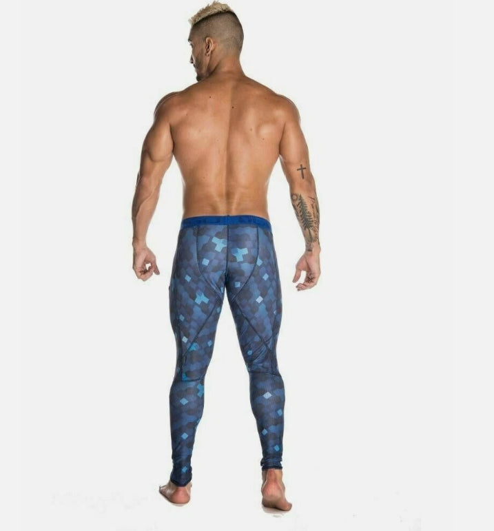 XL - Legging GIGO Géométrique Lycra Legging Homme Élastique Bleu G18003 3