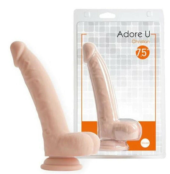 Adore U Dildo CHRISTIAN 7.5 Exciting Realistic Silicone VIBE Stimulator Beige sx6