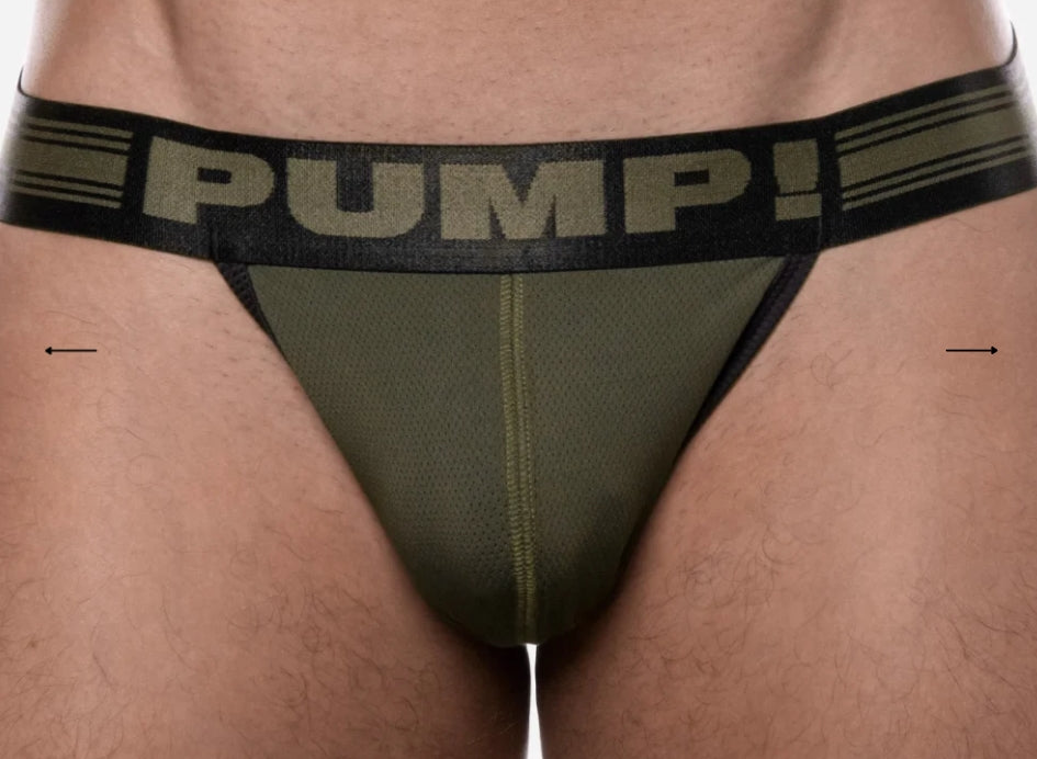 PUMP! Jock Free-Fit Military JockStrap Black Rib Piping 15035 P17