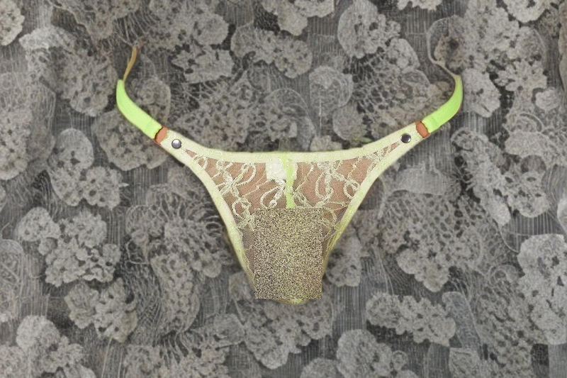 SMU Teeser Fine Lace hommes Transparent G-String Lime 20014 20