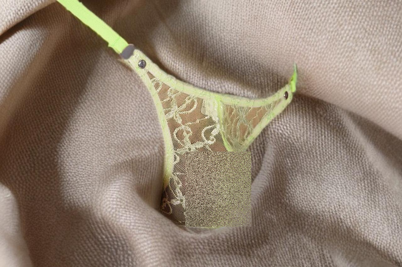 SMU Teeser Fine Lace hommes Transparent G-String Lime 20014 20