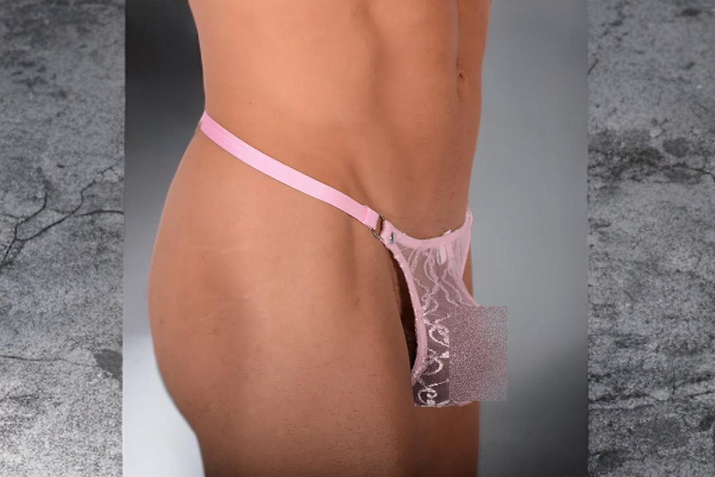 SMU Sexy Men G-String Teeser Fine Lace See-Through Rose 20014 20